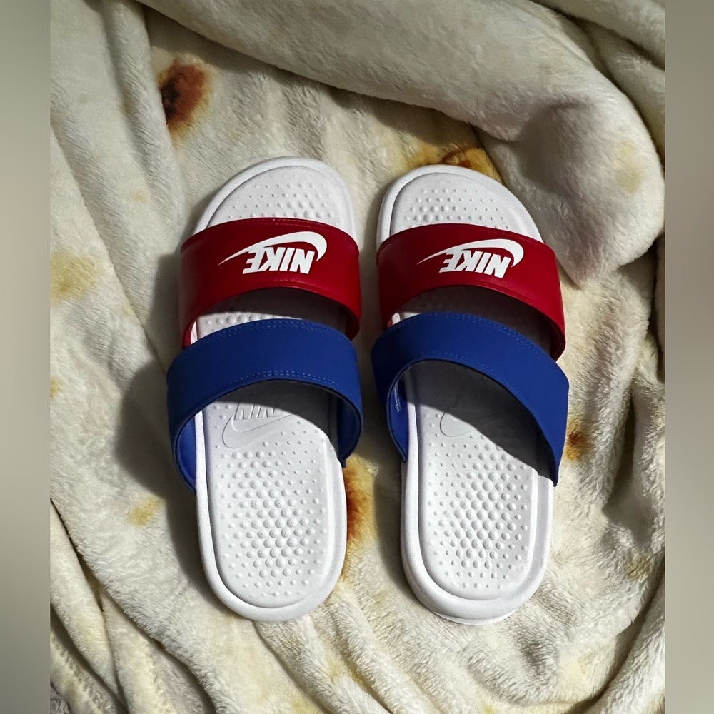 Red White and Blue Woman’s Nike Slides